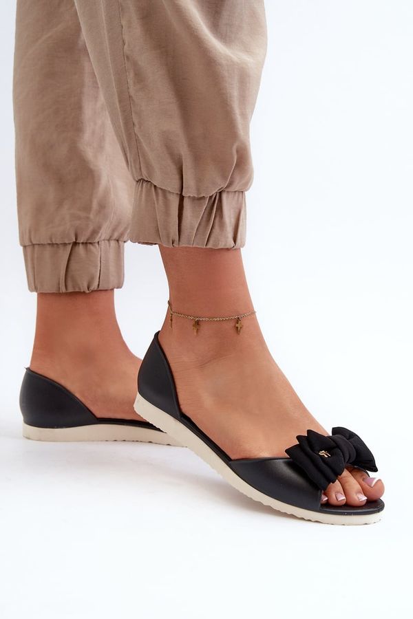 PS1 PS1 Дамски черни гумени балеринки с панделка Georia