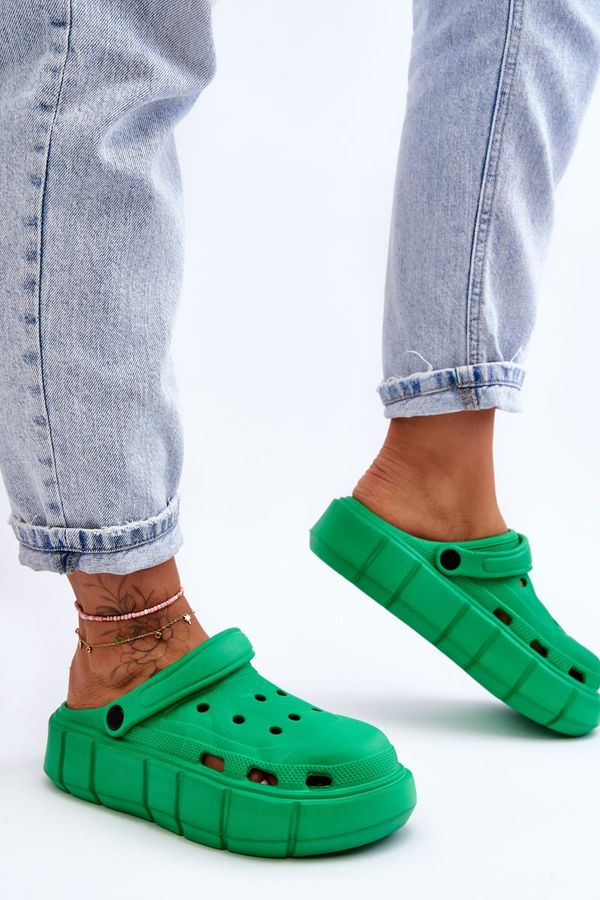 PS1 PS1 Дамски дунапренени Crocs на платформа Green Beckett