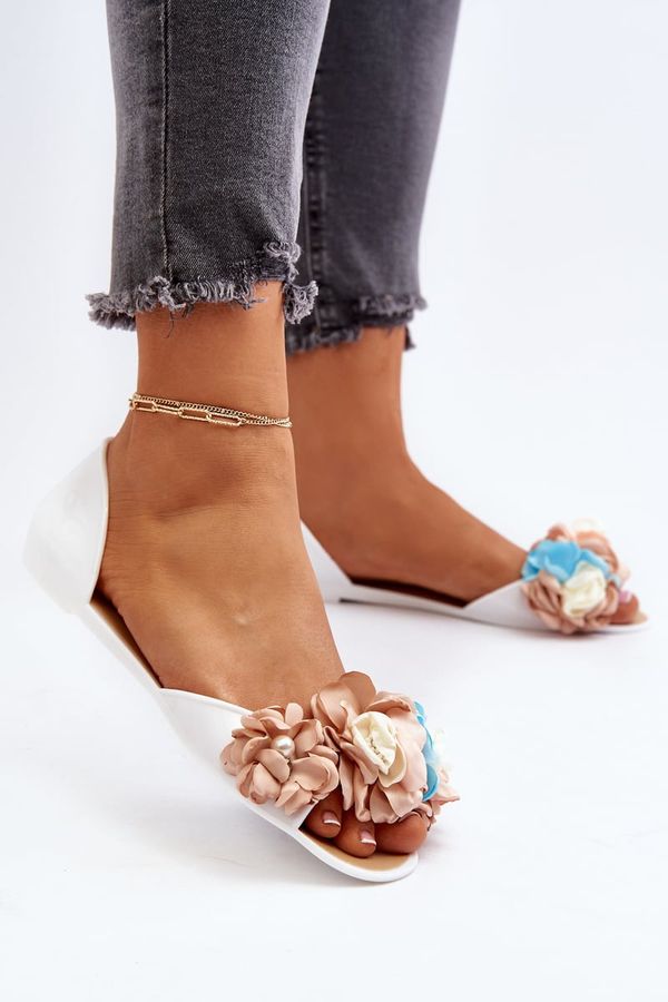 PS1 PS1 Дамски гумени балеринки с цветя Бяла Junikla