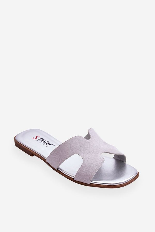 PS1 PS1 Дамски класически велурени чехли Сиви Evana