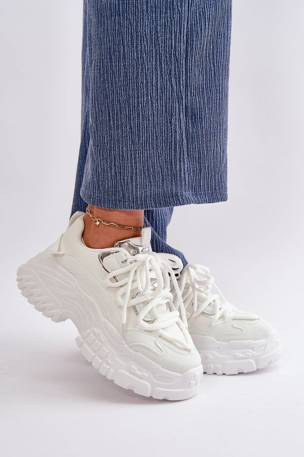 PS1 PS1 Дамски маратонки на масивна подметка бели Nevela