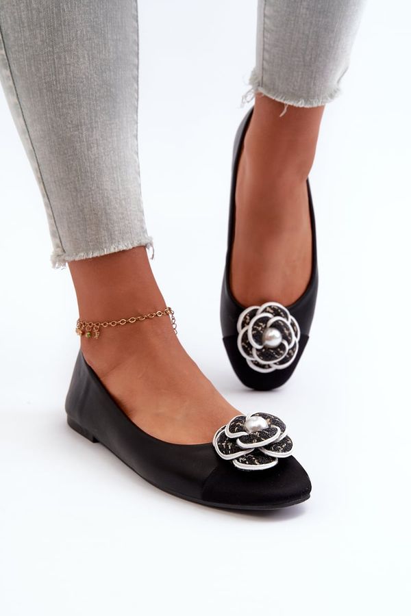 PS1 PS1 Дамски обувки тип балерина от еко кожа с декоративен детайл черна Divinella