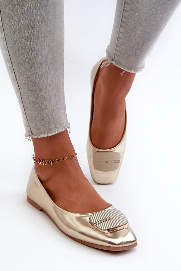 PS1 PS1 Дамски обувки тип балерина от еко кожа със златна украса Edoslli