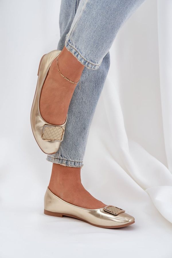PS1 PS1 Еко кожени балерини с украса златни Тулнелия