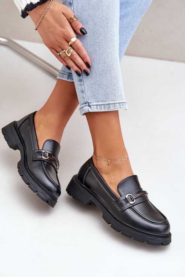 PS1 PS1 Класически Дамски Мокасини От Еко Кожа Черни Savethira