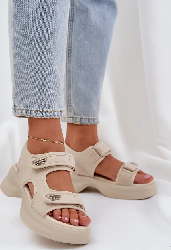 Boto PS1 Текстилни Леки Сандали На Платформа Светло Бежови Deniffia
