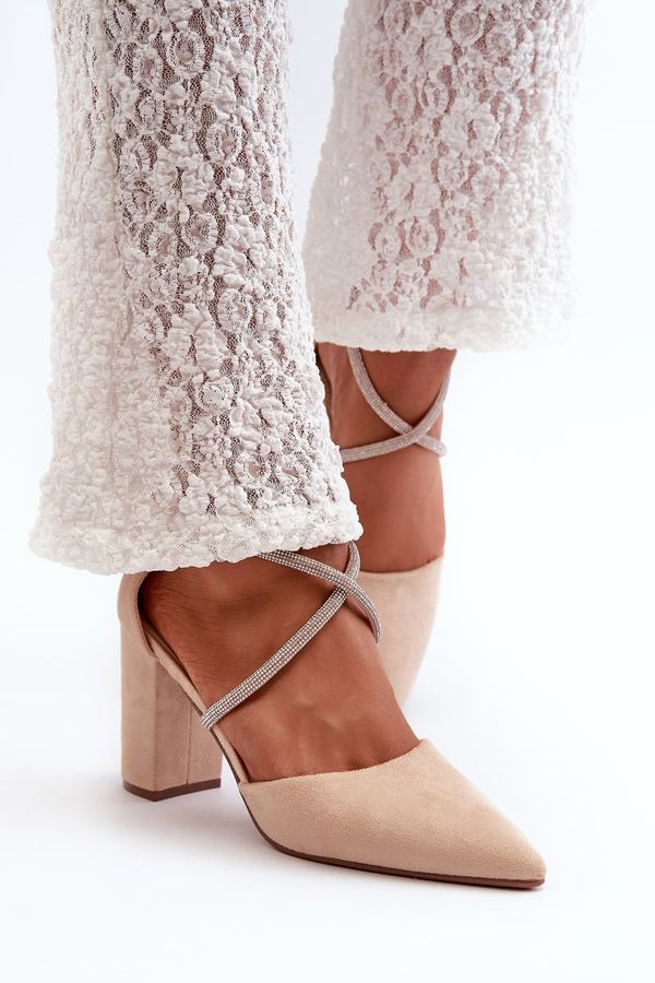 PS1 PS1 Велурени обувки Court с кристали бежово Lagra