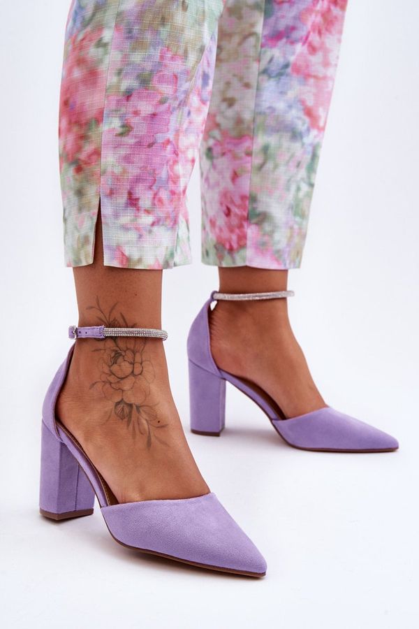 PS1 PS1 Велурени помпи с кристали Виолетов диамант