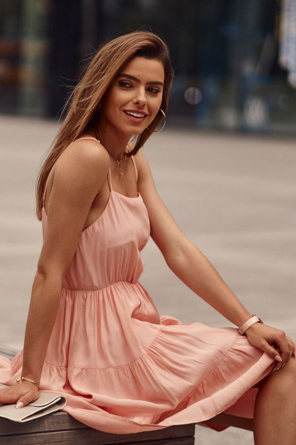 FASARDI Пудра рокля с тънки презрамки и къдри