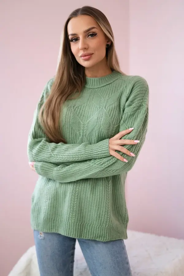 Kesi Pullover sweater with fashionable dark mint fabric