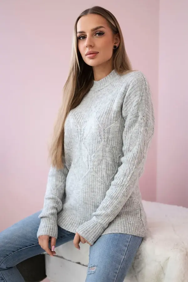 Kesi Pullover sweater with fashionable grey weave