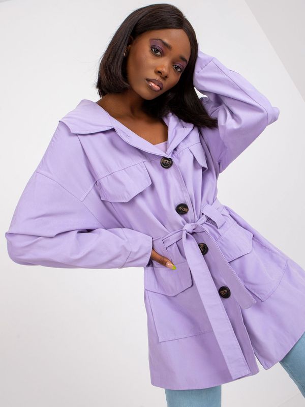 Fashionhunters Purple coat with pockets