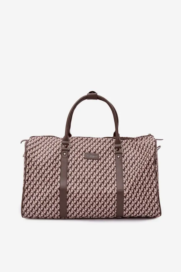 FLORA & CO Пътна чанта Flora&amp;Co с шарка в тъмнобежово