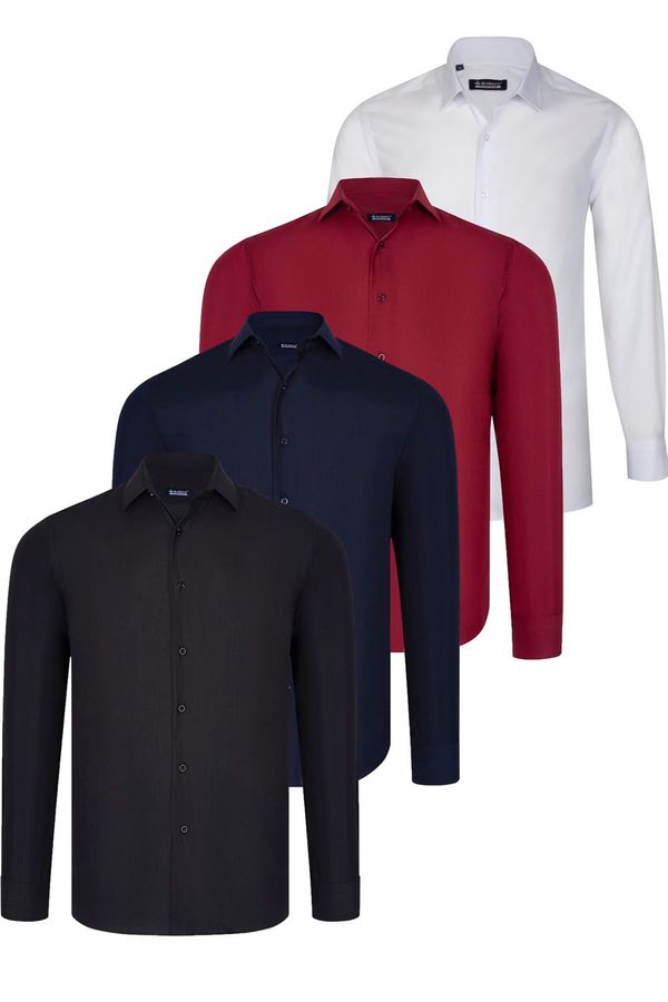 dewberry QUAD SET G726 DEWBERRY SHIRT-BLACK-WHITE-NAVY BLUE-BURGUNDY