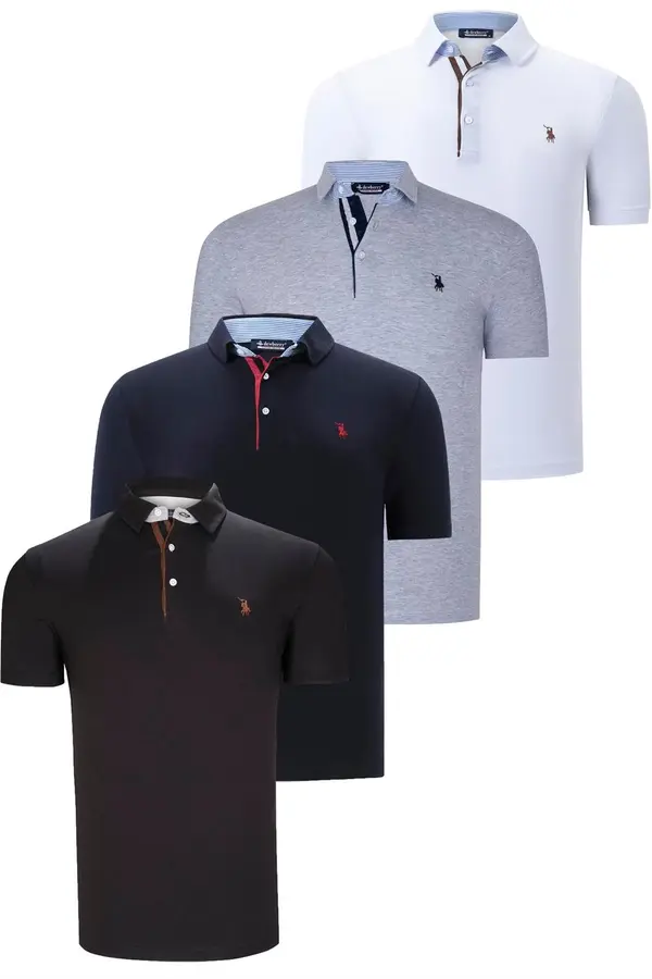 dewberry QUAD SET T8582 МЪЖКА ТЕНИСКА DEWBERRY-BLACK-WHITE-NAVY BLUE-GREY