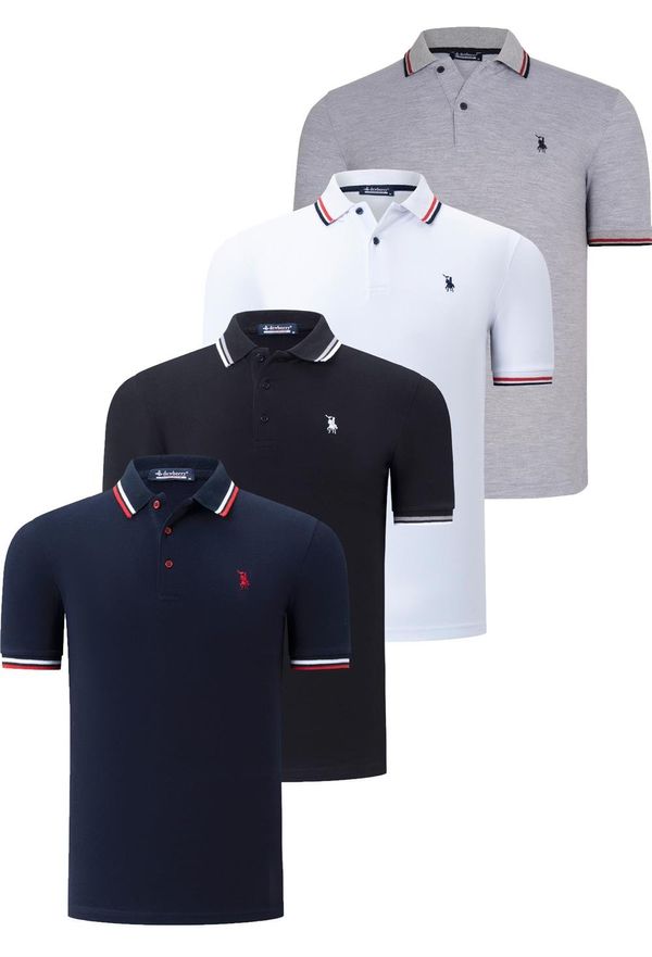 dewberry QUAD SET T8594 DEWBERRY MENS T-SHIRT-BLACK-WHITE-NAVY BLUE-GREY