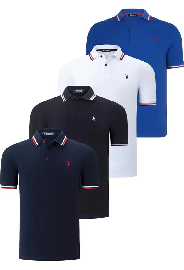 dewberry QUAD SET T8594 МЪЖКА ТЕНИСКА DEWBERRY-BLACK-WHITE-NAVY BLUE-SAKS