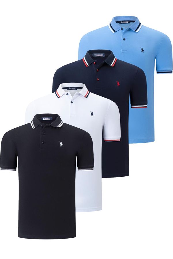 dewberry QUAD SET T8594 МЪЖКА ТЕНИСКА DEWBERRY-BLACK-WHITE-NAVY-LIGHT BLUE