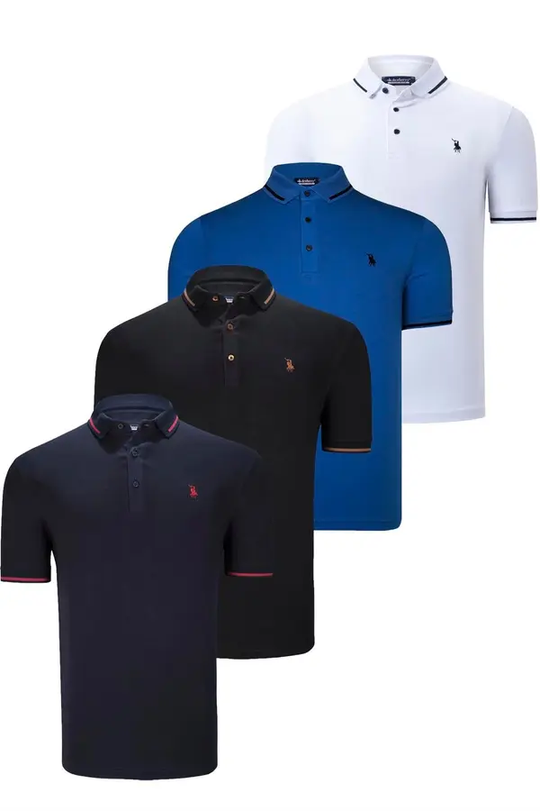 dewberry QUADRUPLE SET T8586 DEWBERRY MEN'S T-SHIRT-BLACK-WHITE-NAVY-SAKS