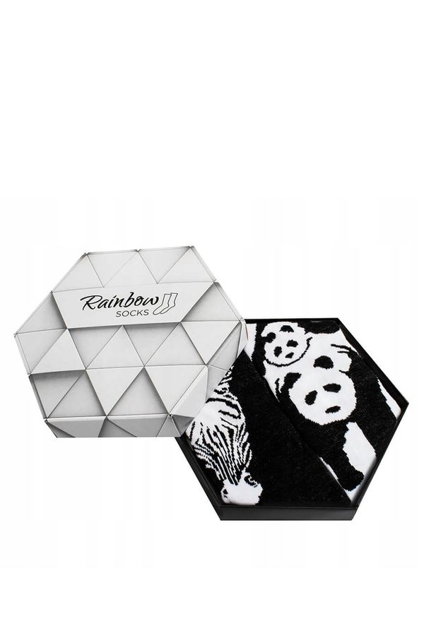 Kesi Rainbow socks with animal motifs Zebra Panda black and white 2 pairs