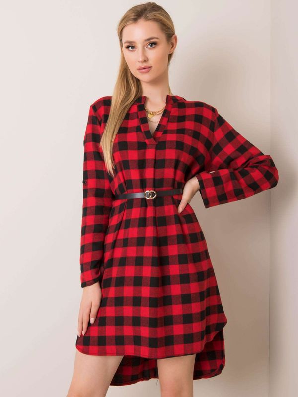 Fashionhunters Red and black flannel dress