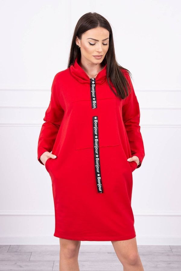 marka niezdefiniowana Red dress with tie