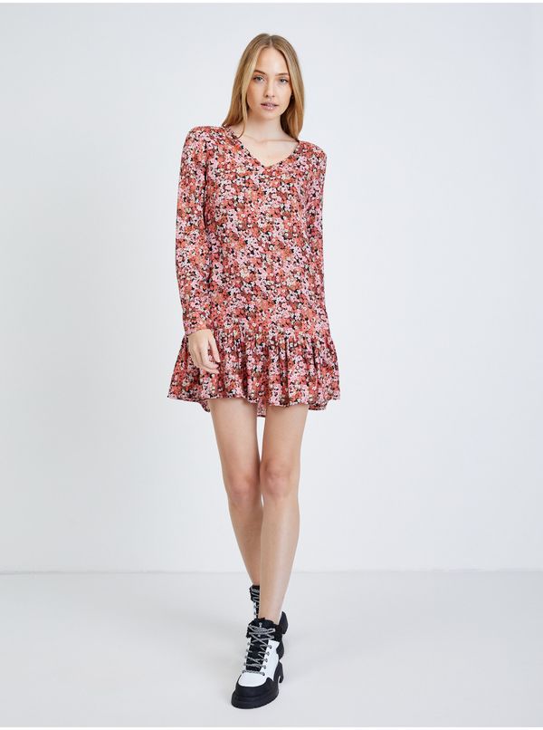Noisy May Red-pink floral dress Noisy May Bella - Women