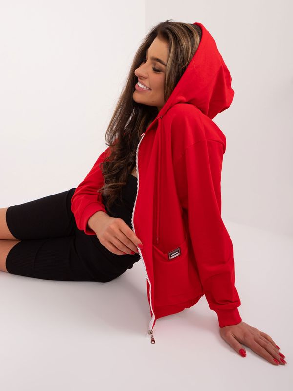 Fashionhunters Red women's sweatshirt with pockets