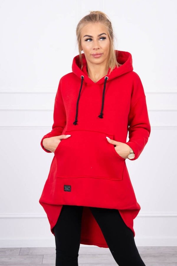 marka niezdefiniowana Reinforced sweatshirt with a long back and hood in red