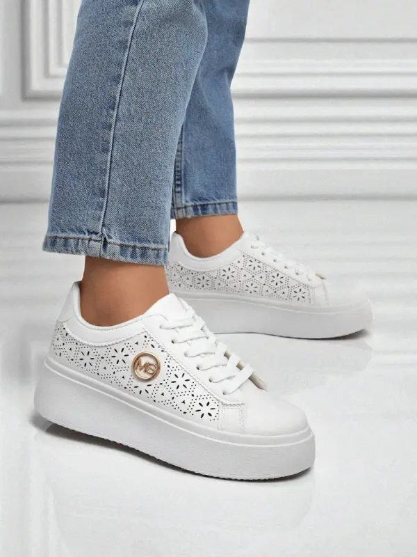 Resti Resti Aelia women's platform sneakers white openwork ecru