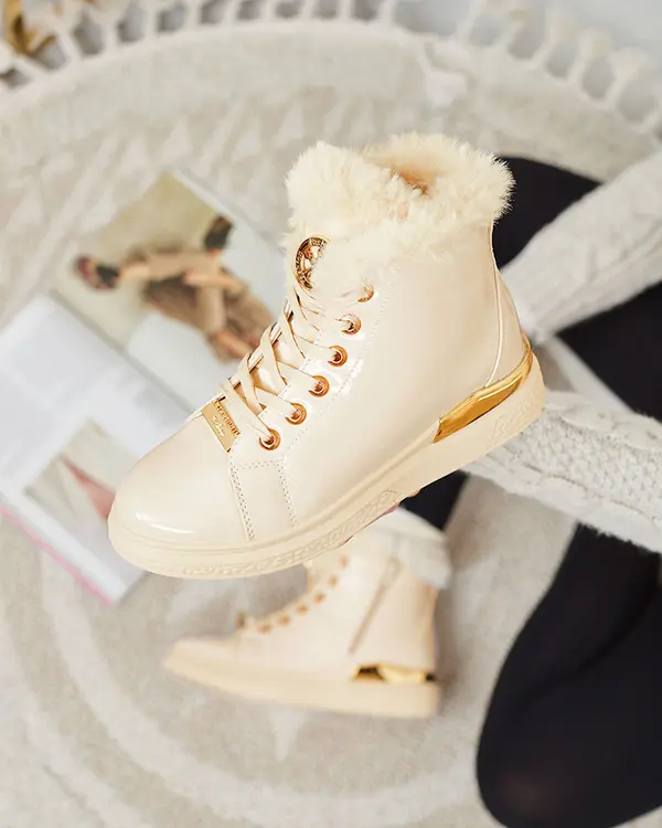 Resti Resti Beige lacquered women's insulated Sylnina boots