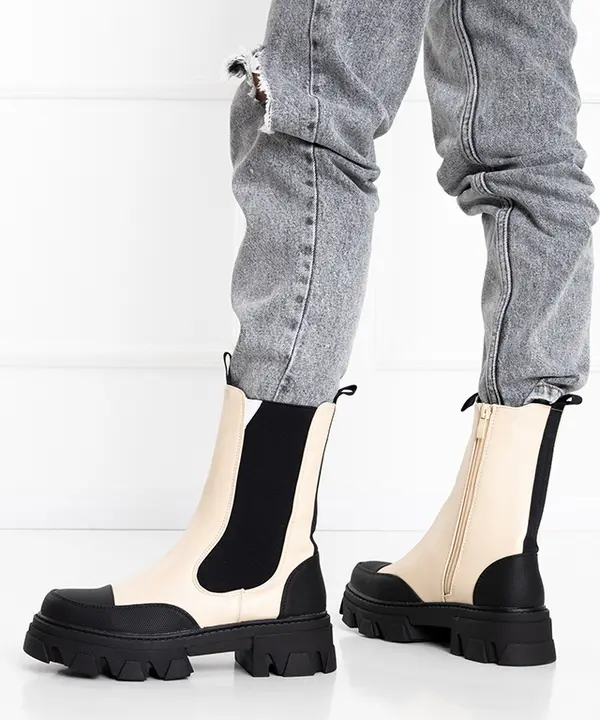 Resti Resti Beige women's boots on a massive sole Rosidi - Footwear