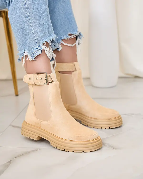 Resti Resti Beige women's boots with decorative strap Loffdo