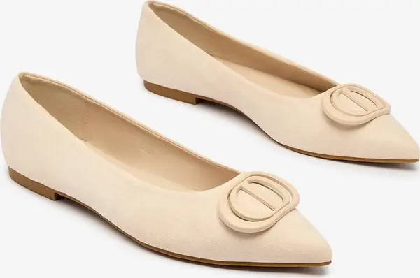 Resti Resti Beige women's pointed-toe ballerinas with embellishment on the nose Tidita