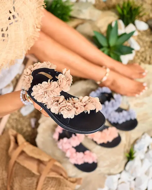 Resti Resti Beige women's sandals with flowers Alferroy