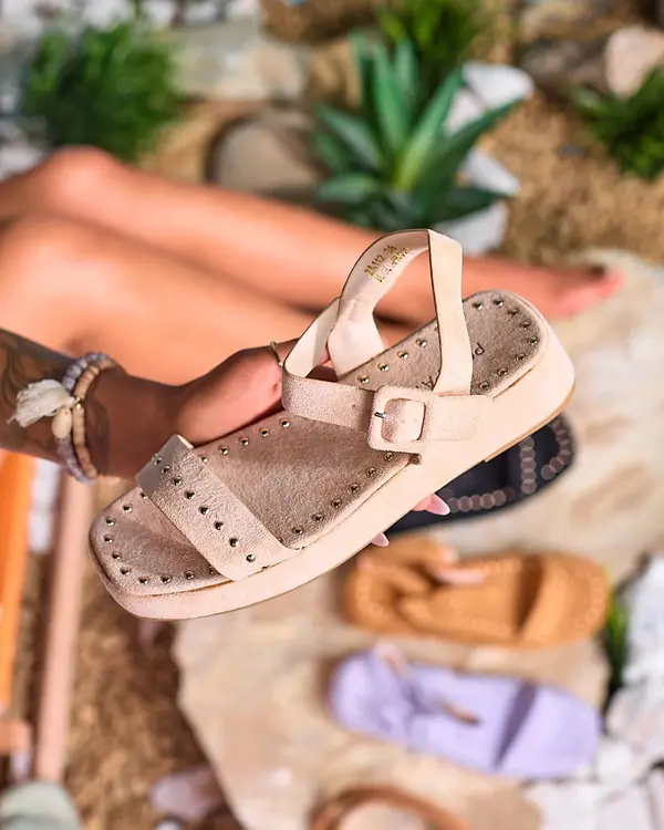 Resti Resti Beige women's sandals with rhinestones Franssia - Footwear