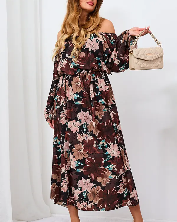 Resti Resti Black and brown floral maxi dress for women