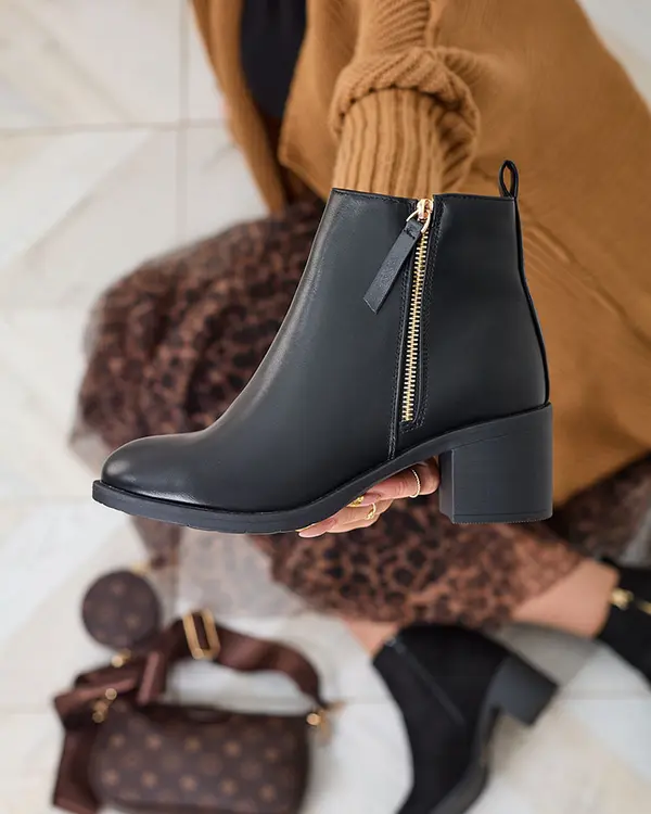 Resti Resti Black eco leather women's low stiletto boots Rejerry