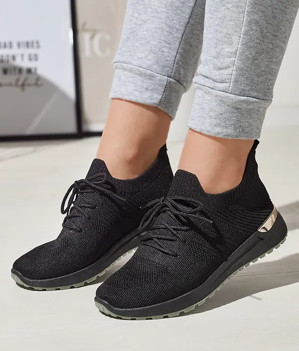 Resti Resti Black Fabric Women's Sports Shoes Ferroni- Footwear