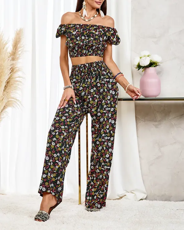 Resti Resti Black two-piece women's floral set