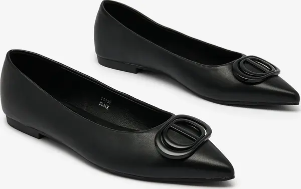 Resti Resti Black women's pointed-toe ballerinas with Manixy nose embellishment