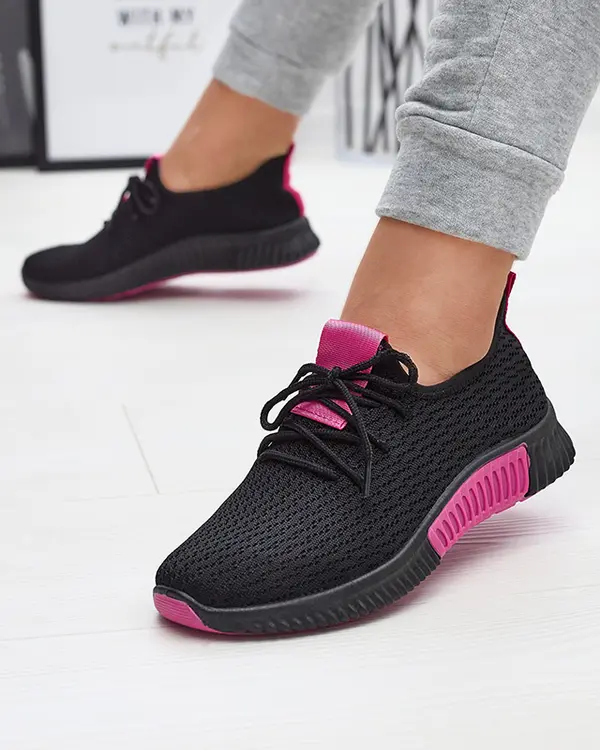 Resti Resti Black women's sports shoes with fuchsia inserts Keteti - Footwear