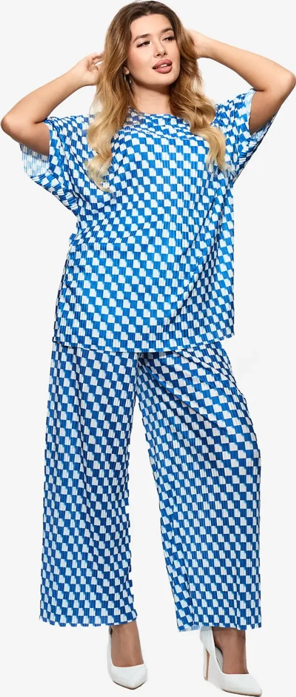 Resti Resti Blue women's pleated patterned set - Clothing