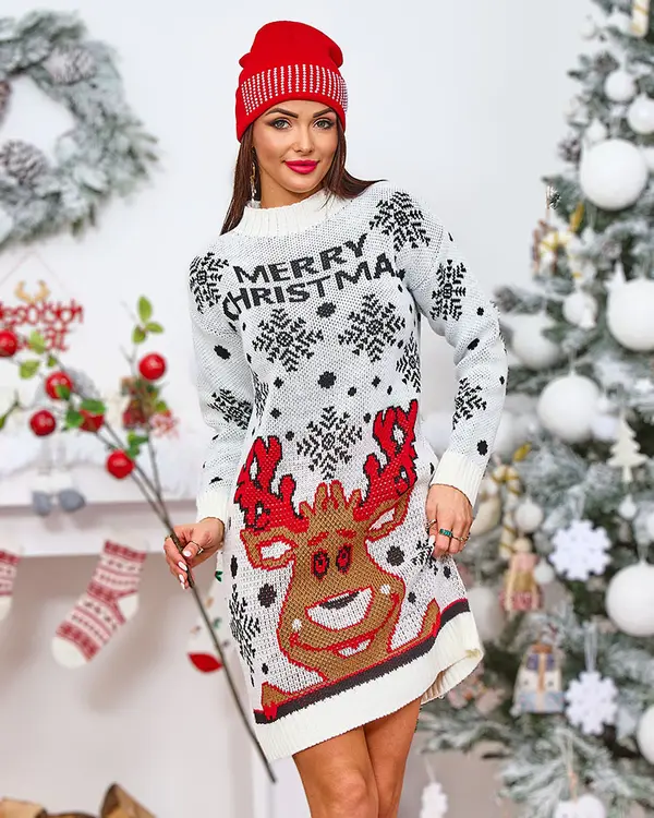 Resti Resti Christmas Women's Swter Dress in White