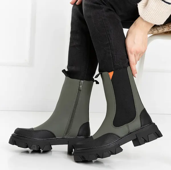 Resti Resti Dark green women's boots on a solid sole Rosidi - Footwear