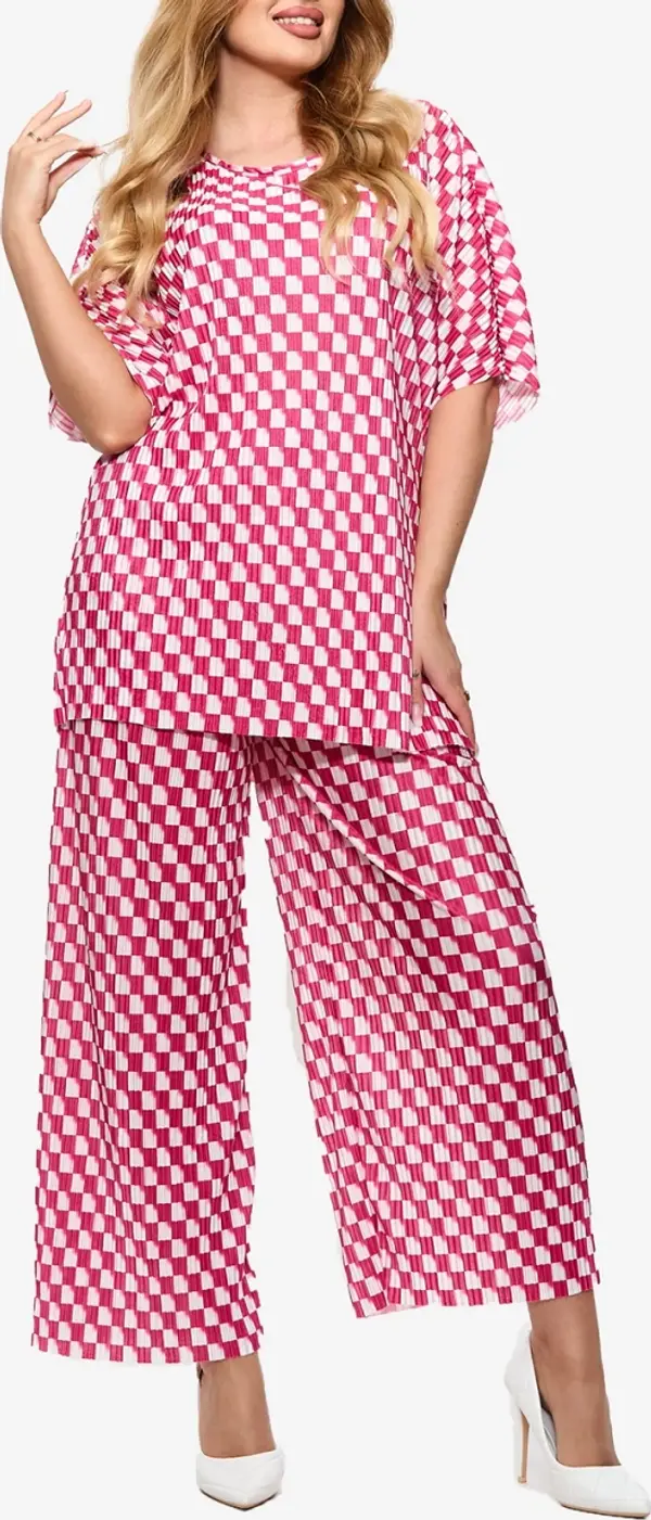 Resti Resti Fuchsia women's pleated patterned set - Clothing