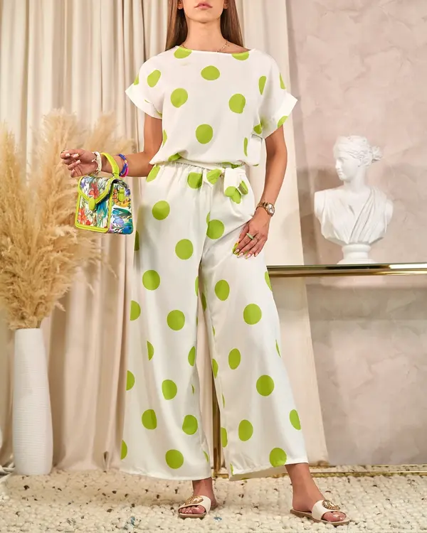 Resti Resti Green and white women's pea set