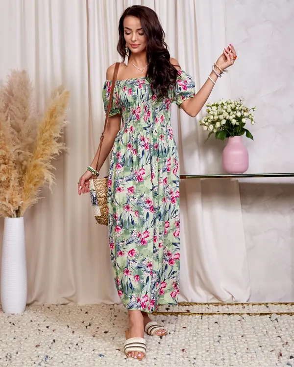 Resti Resti Green women's floral midi dress - Clothing