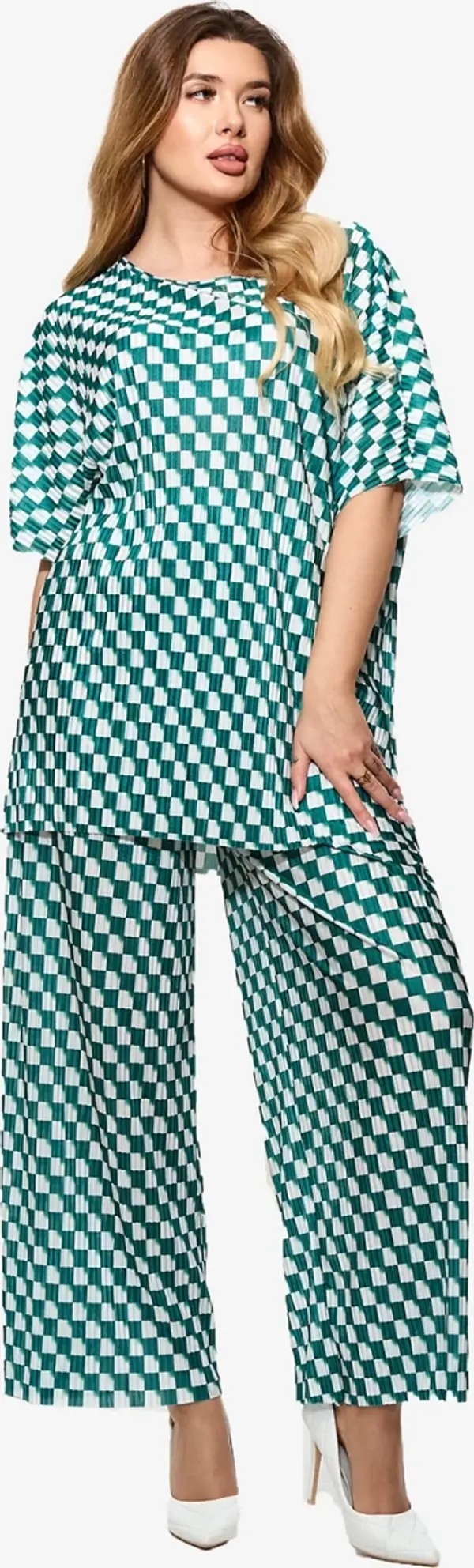 Resti Resti Green women's pleated patterned set - Clothing
