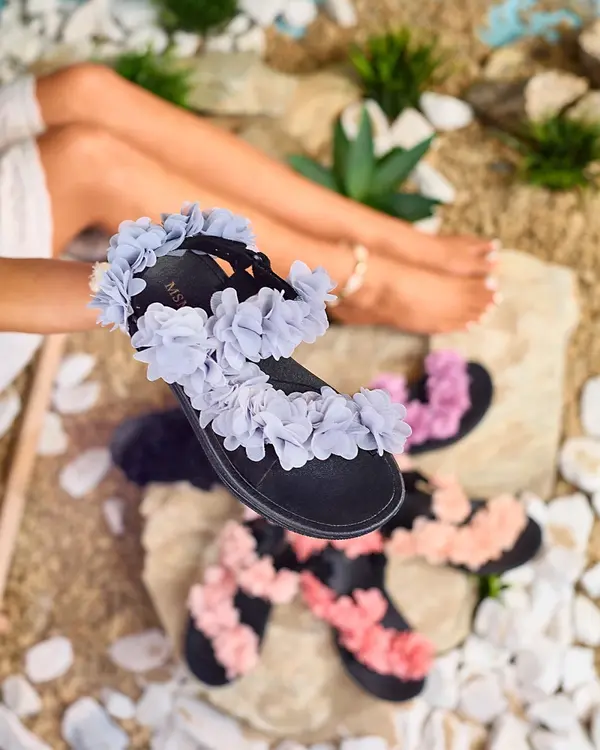 Resti Resti Grey women's sandals with flowers Alferroy